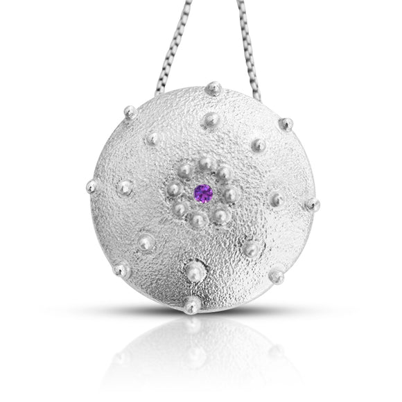 Purple Sapphire Shield Necklace