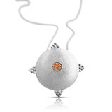 Orange Sapphire Shield Necklace