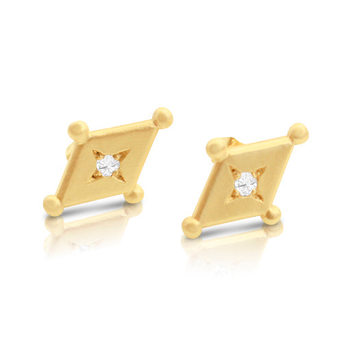 Close-up diamond shape earrings